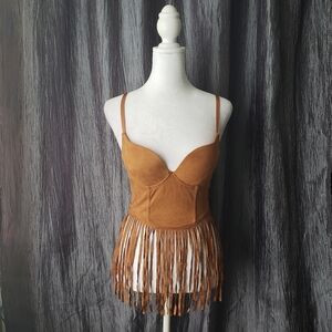 Suede fringe festival corset